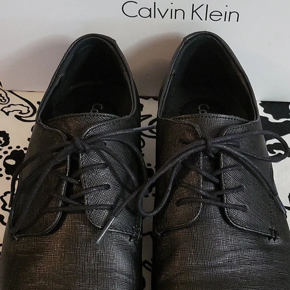 Calvin Klein Men's Black Leather Dress Shoes Size 8.5 (Like New) - Picture 3 of 10